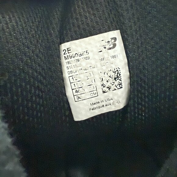 New Balance 990v5 Shoes Mens 12 2E Black Running Athletic Sneaker - Picture 2 of 9